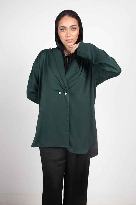 Olive Satin Bubble Jacket