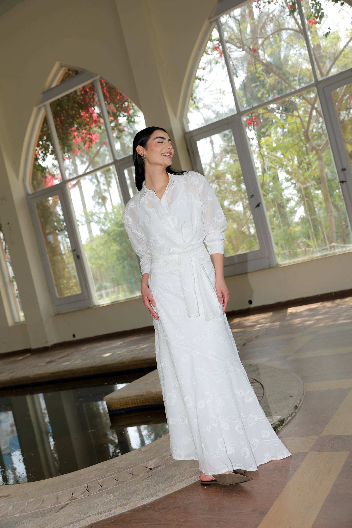 feminine set In White Richelieu lace