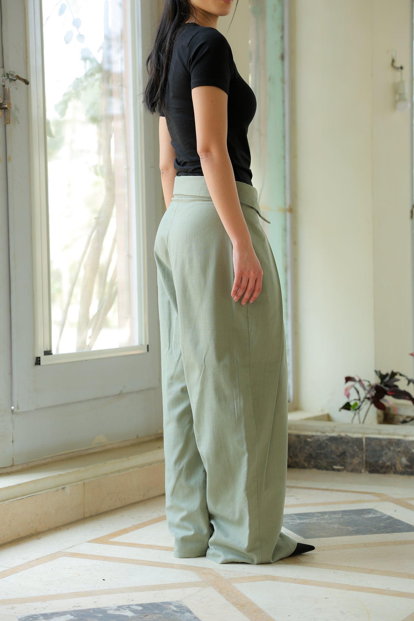 Matteo pants in linen mint