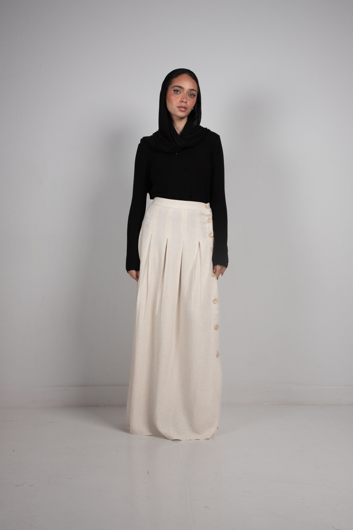 Cream pure linen skirt