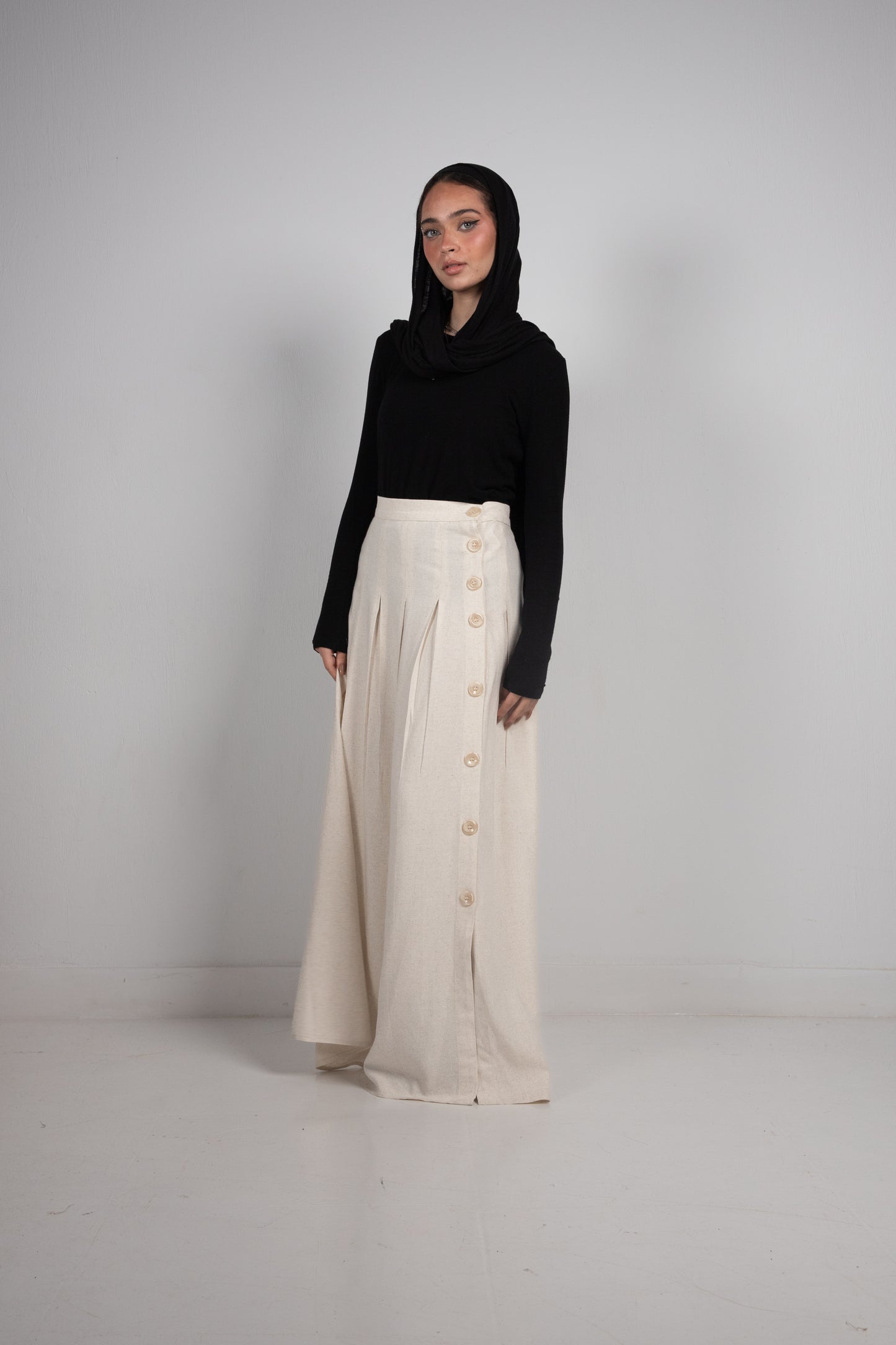 Cream pure linen skirt