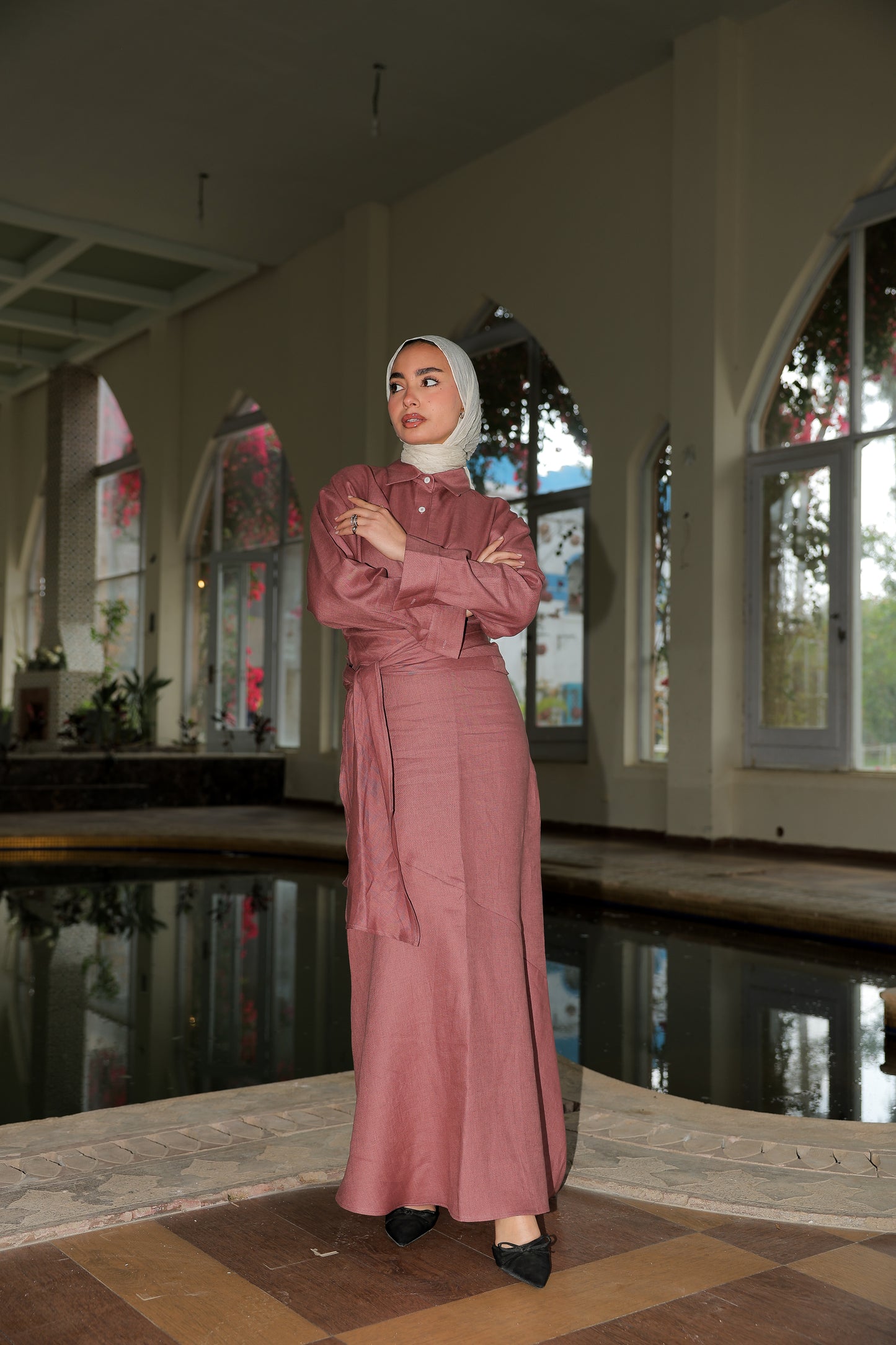 feminine set In Rosewood pure linen