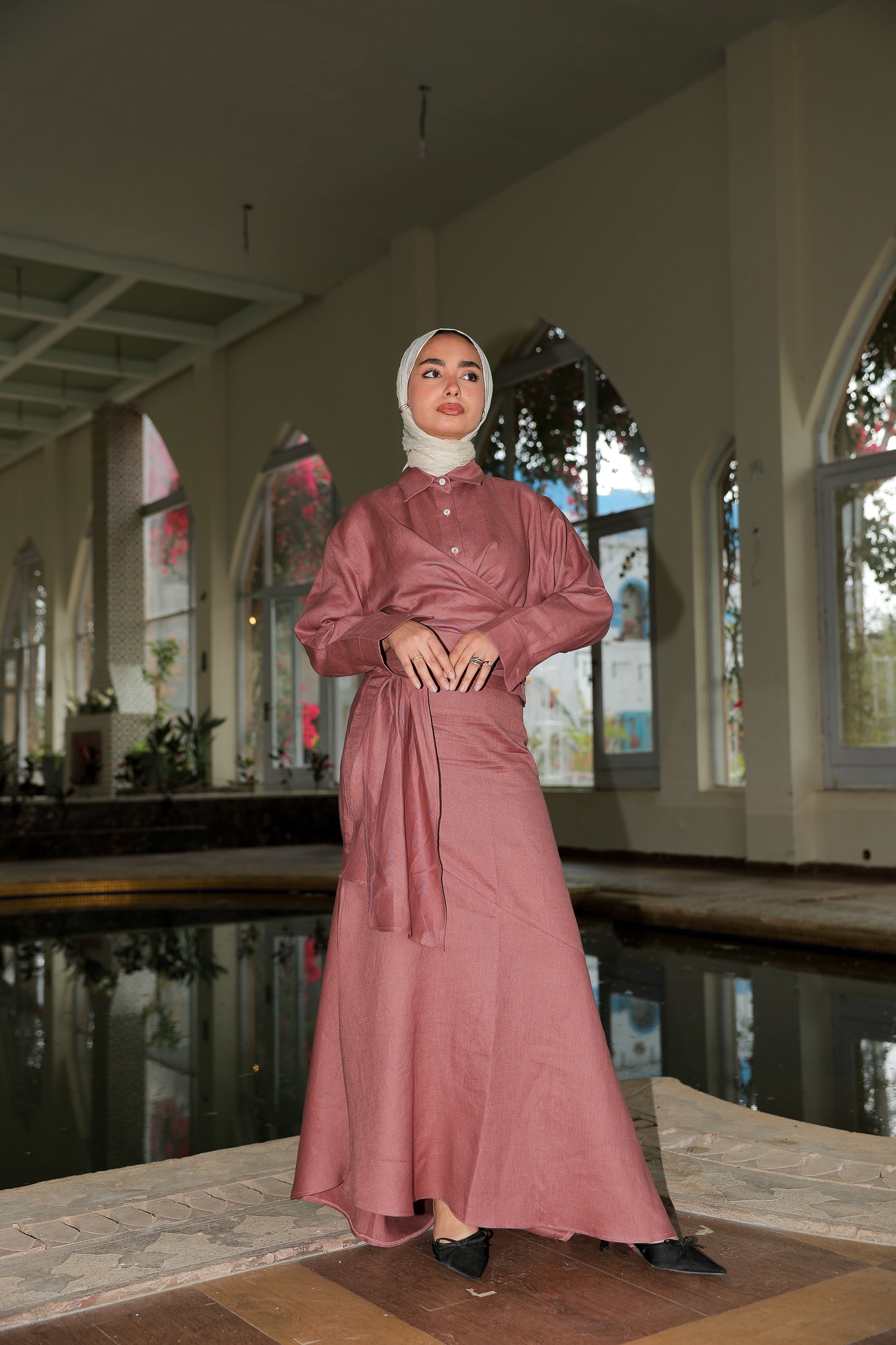 feminine set In Rosewood pure linen