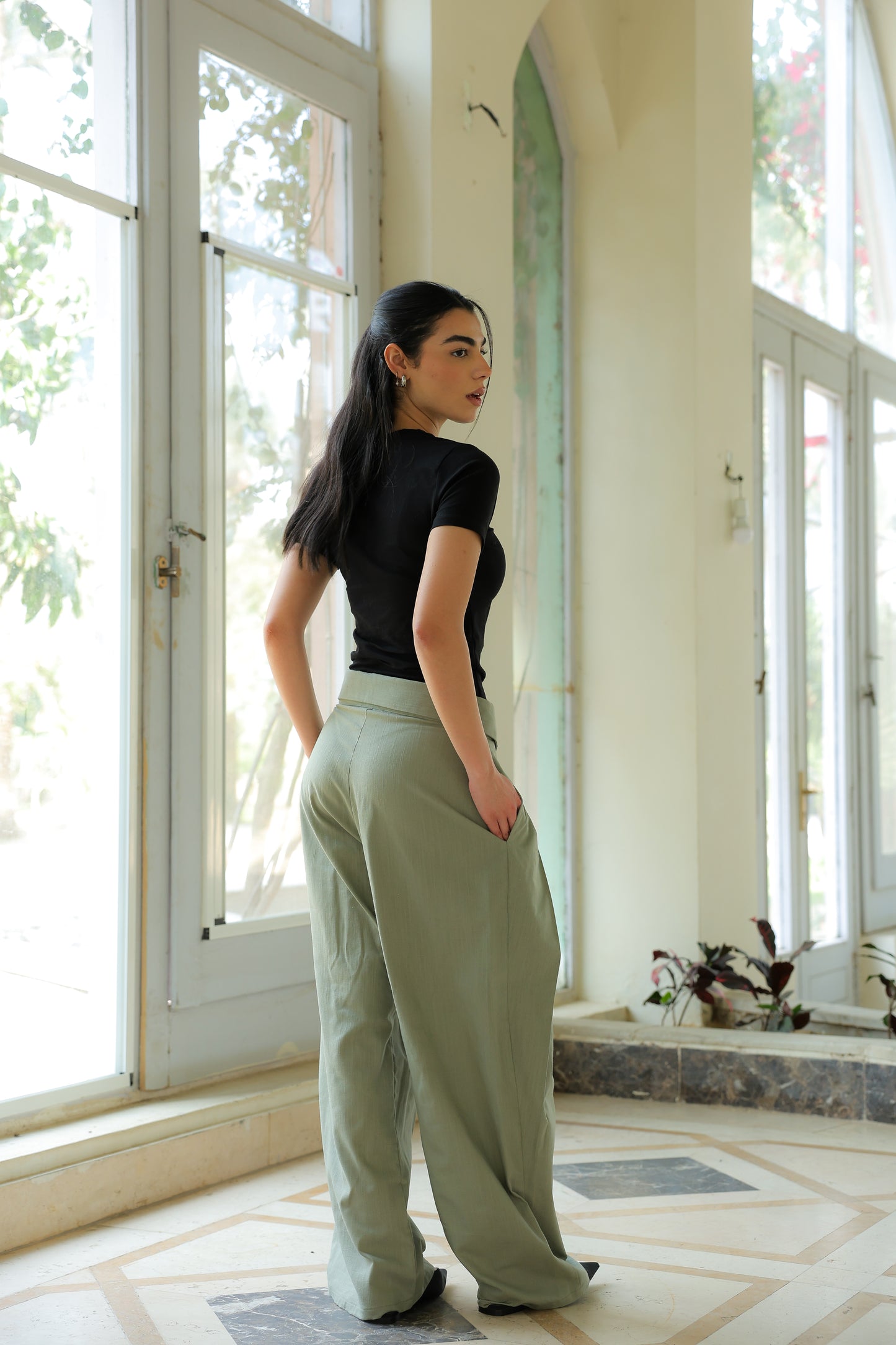 Matteo pants in linen mint