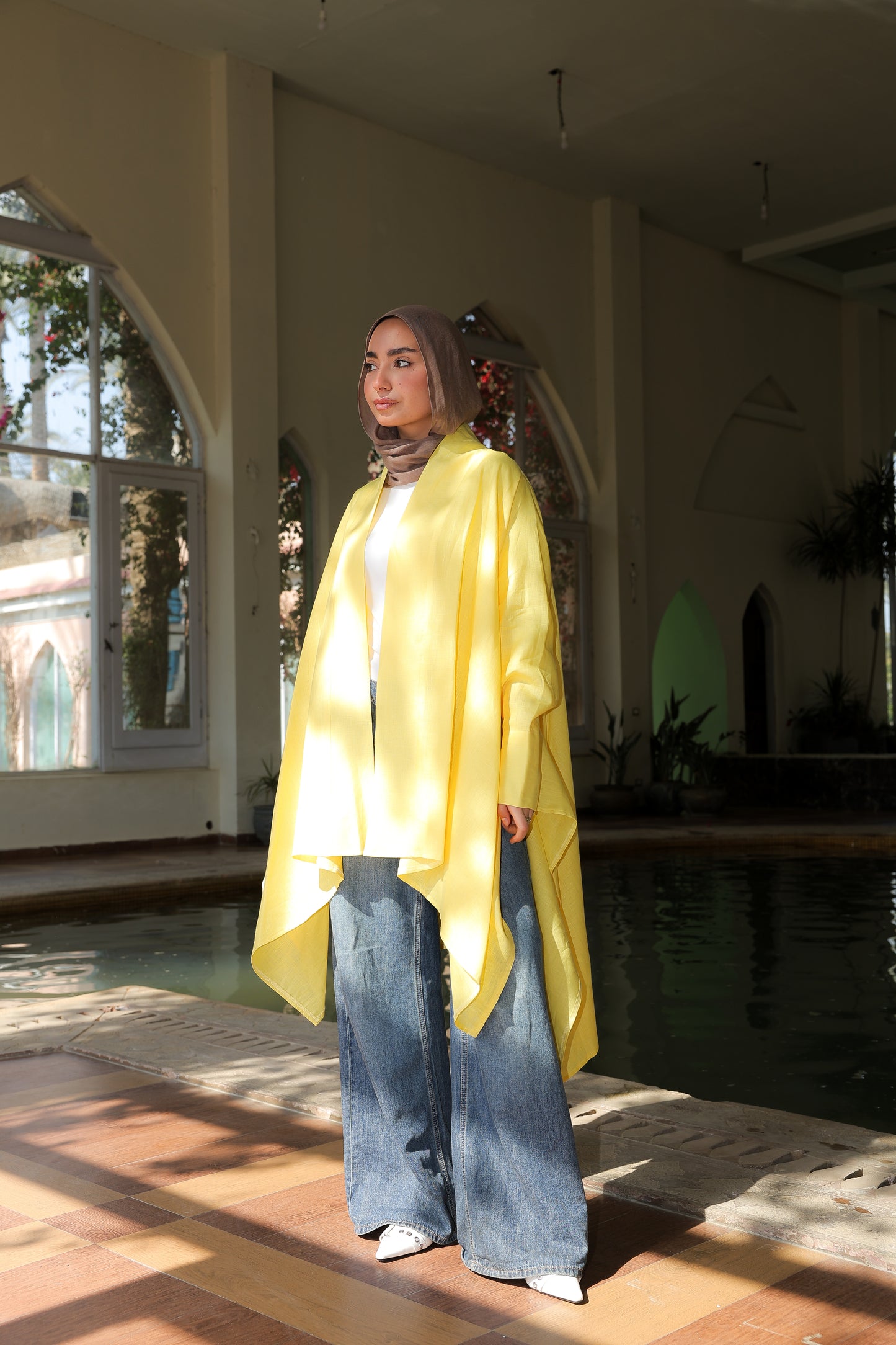 Fatima cardigan pure linen in Yellow