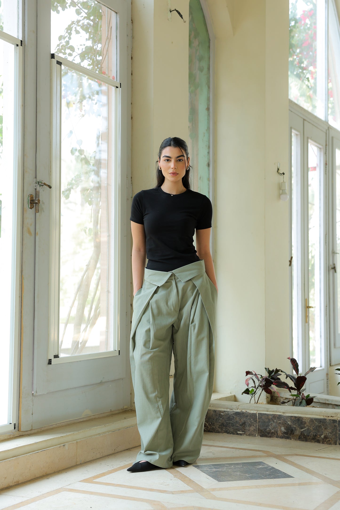 Matteo pants in linen mint