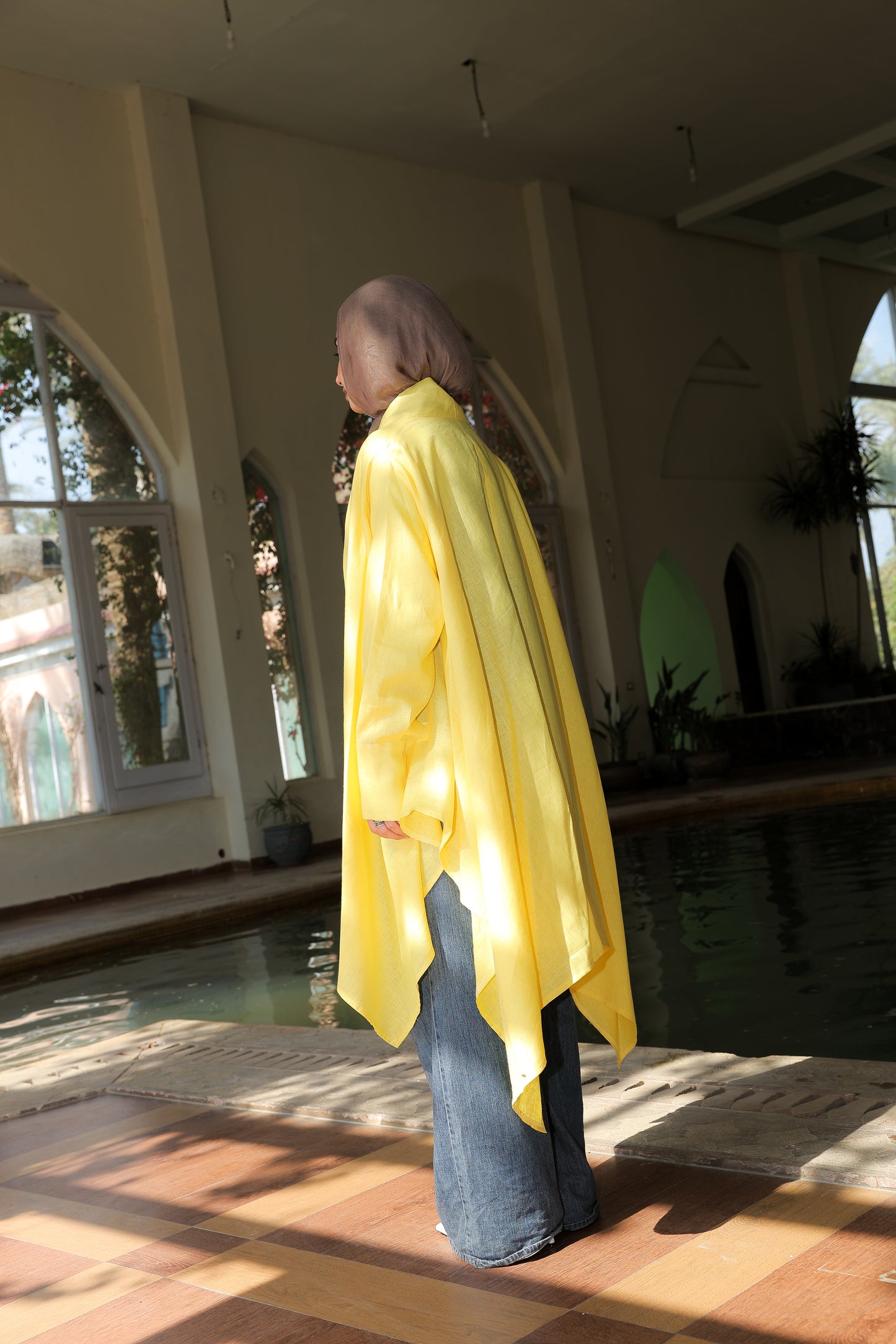 Fatima cardigan pure linen in Yellow