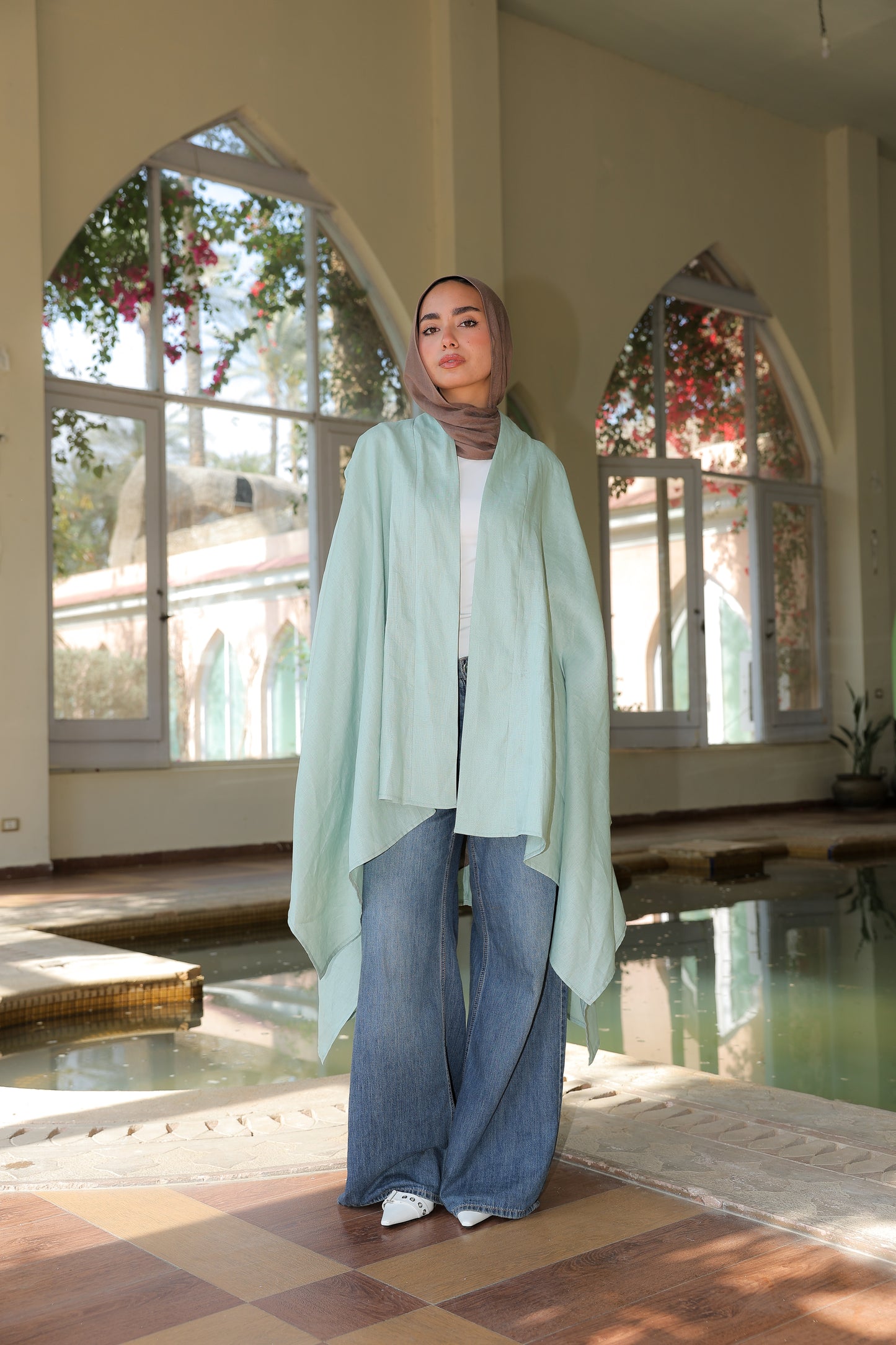 Fatima cardigan pure linen in cool mint