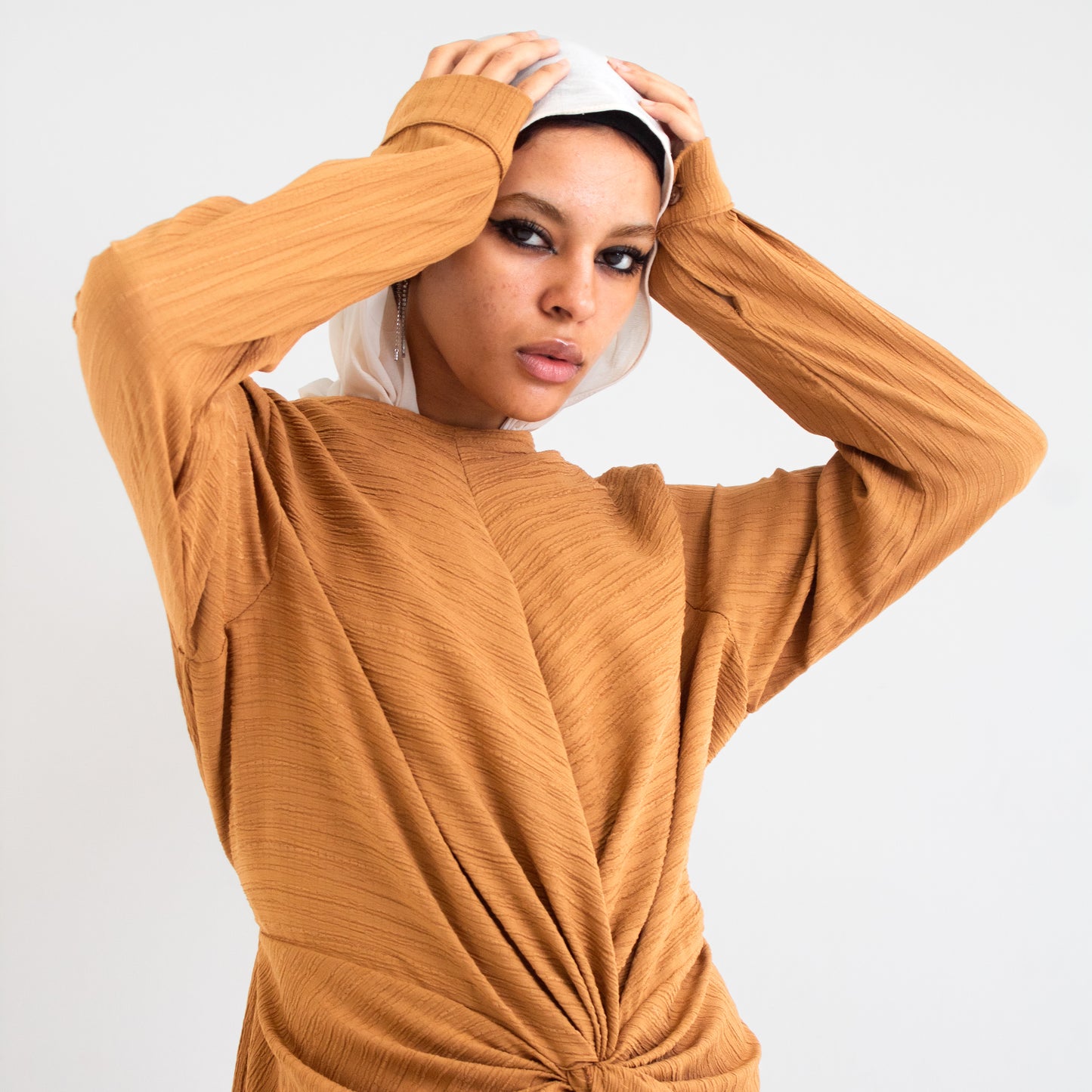 Light brown linen koresha dress