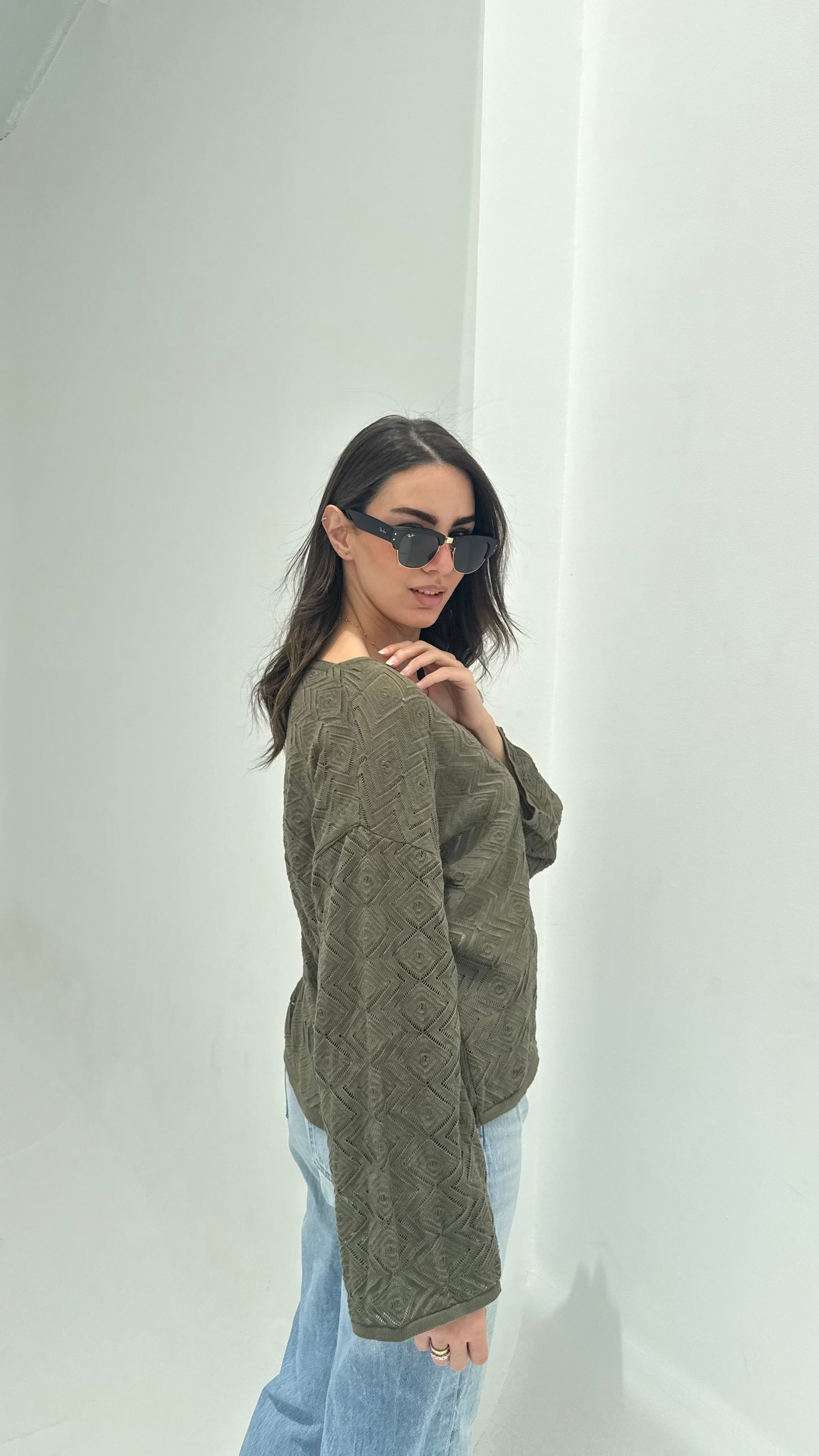 CozyButton Crochet cardigan in olive