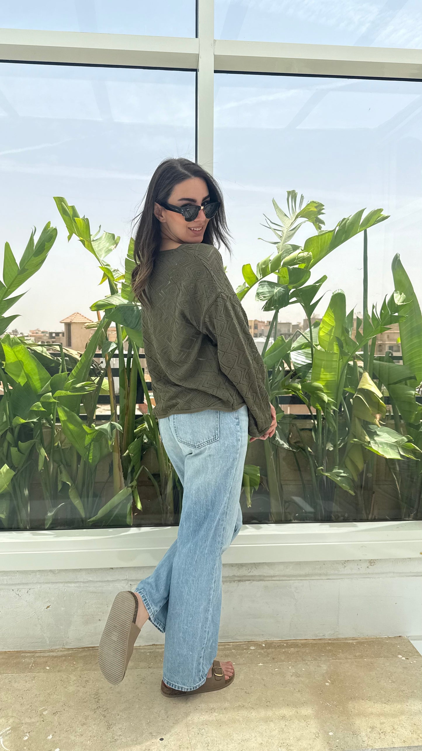 CozyButton Crochet cardigan in olive