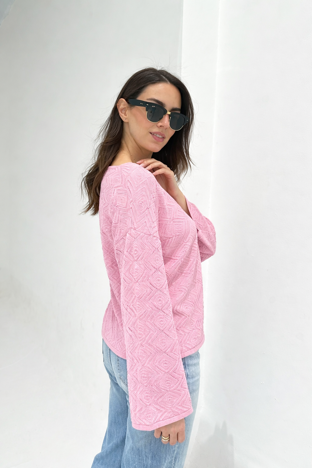 CozyButton Crochet cardigan in pink