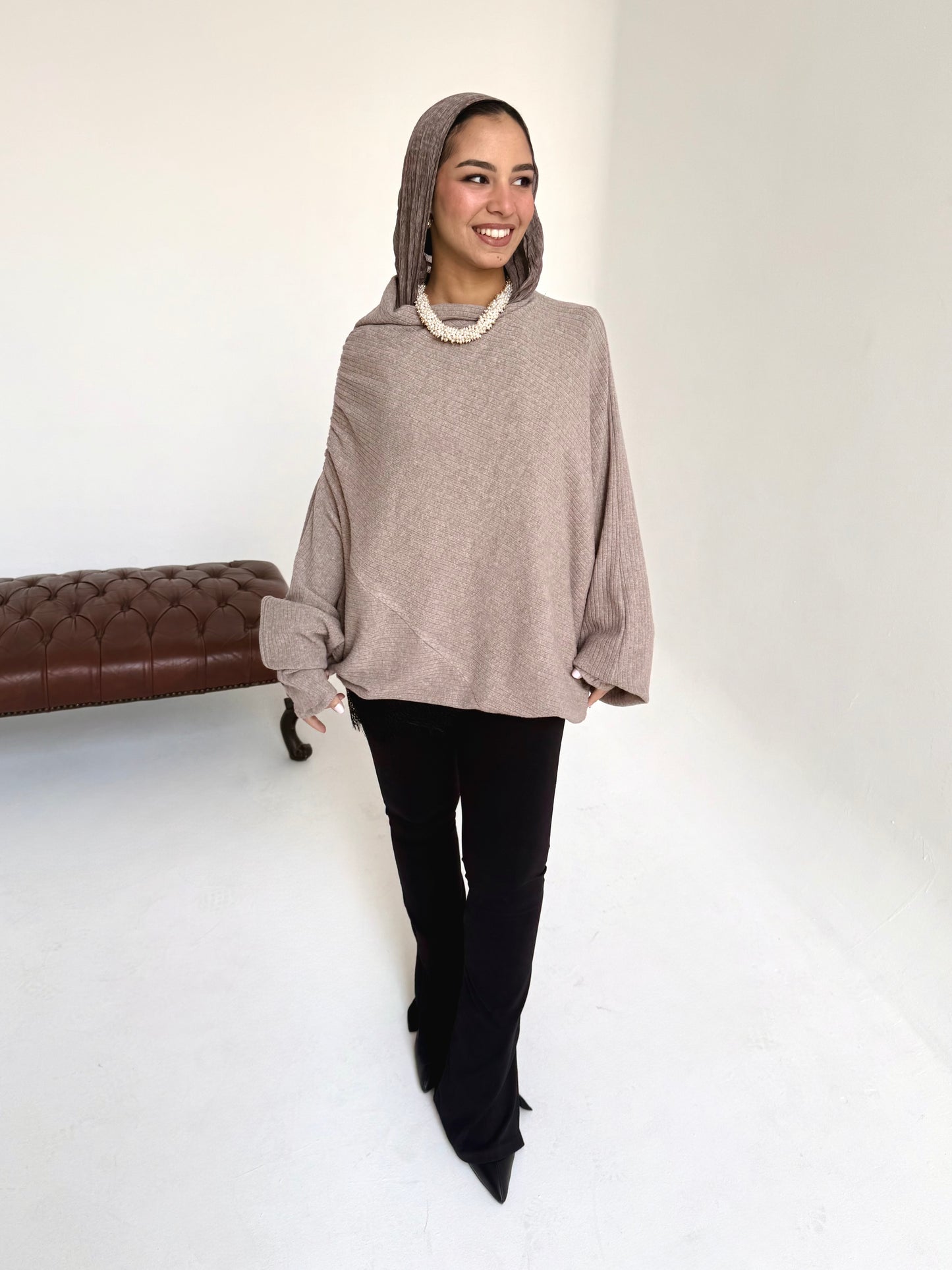 Knitted draping top in  grayish