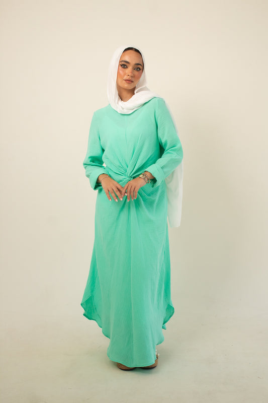 Aqua sky linen cotton dress