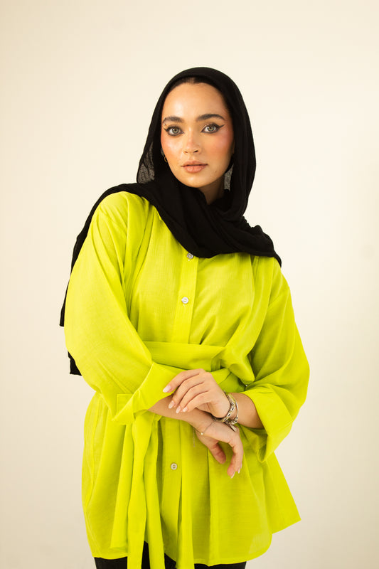 Lime fluffy blouse