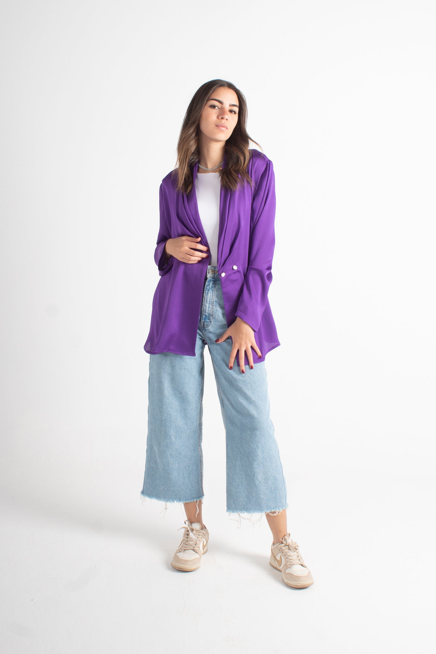 Purple satin bubble free size jacket