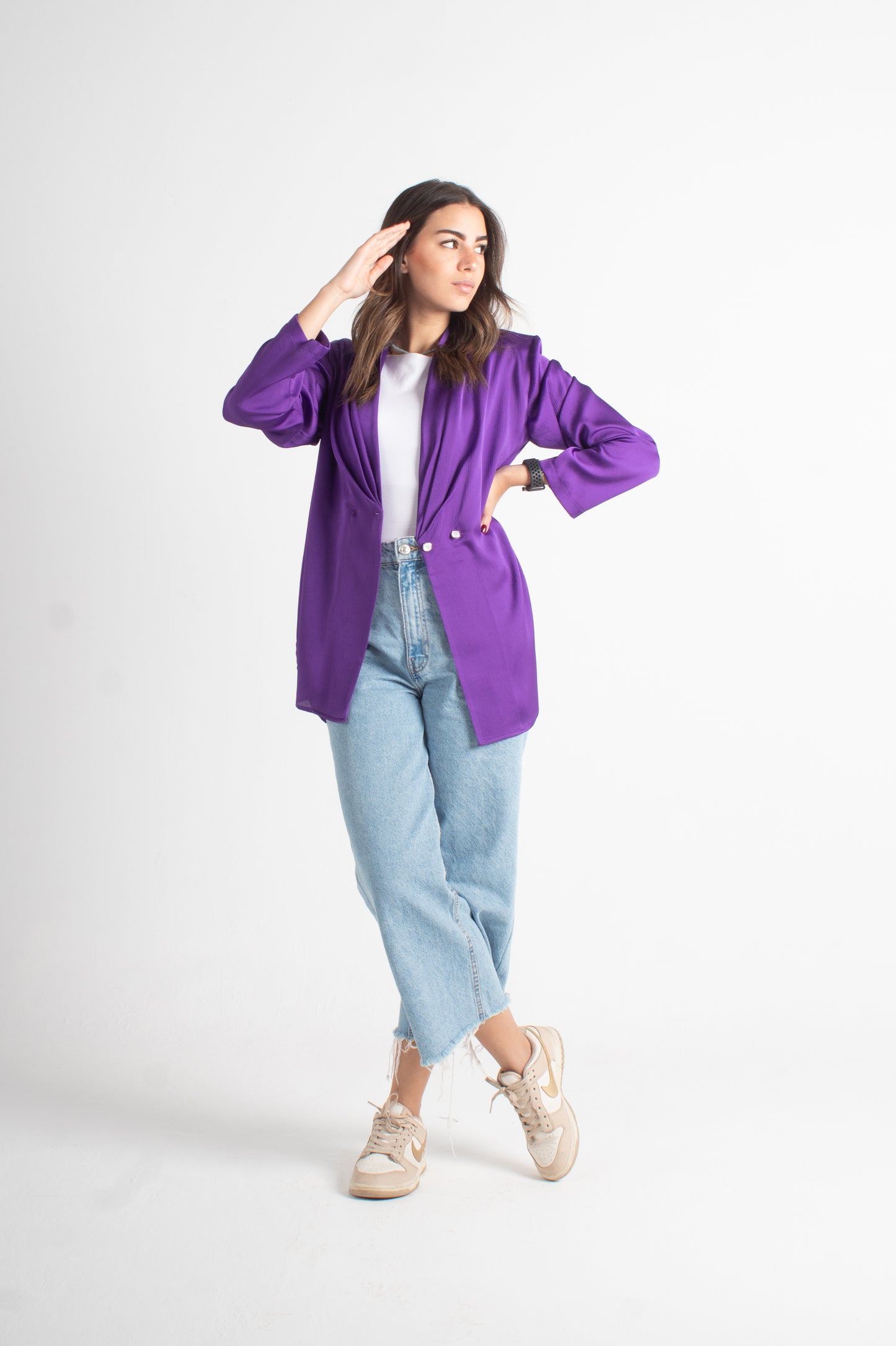 Purple satin bubble free size jacket