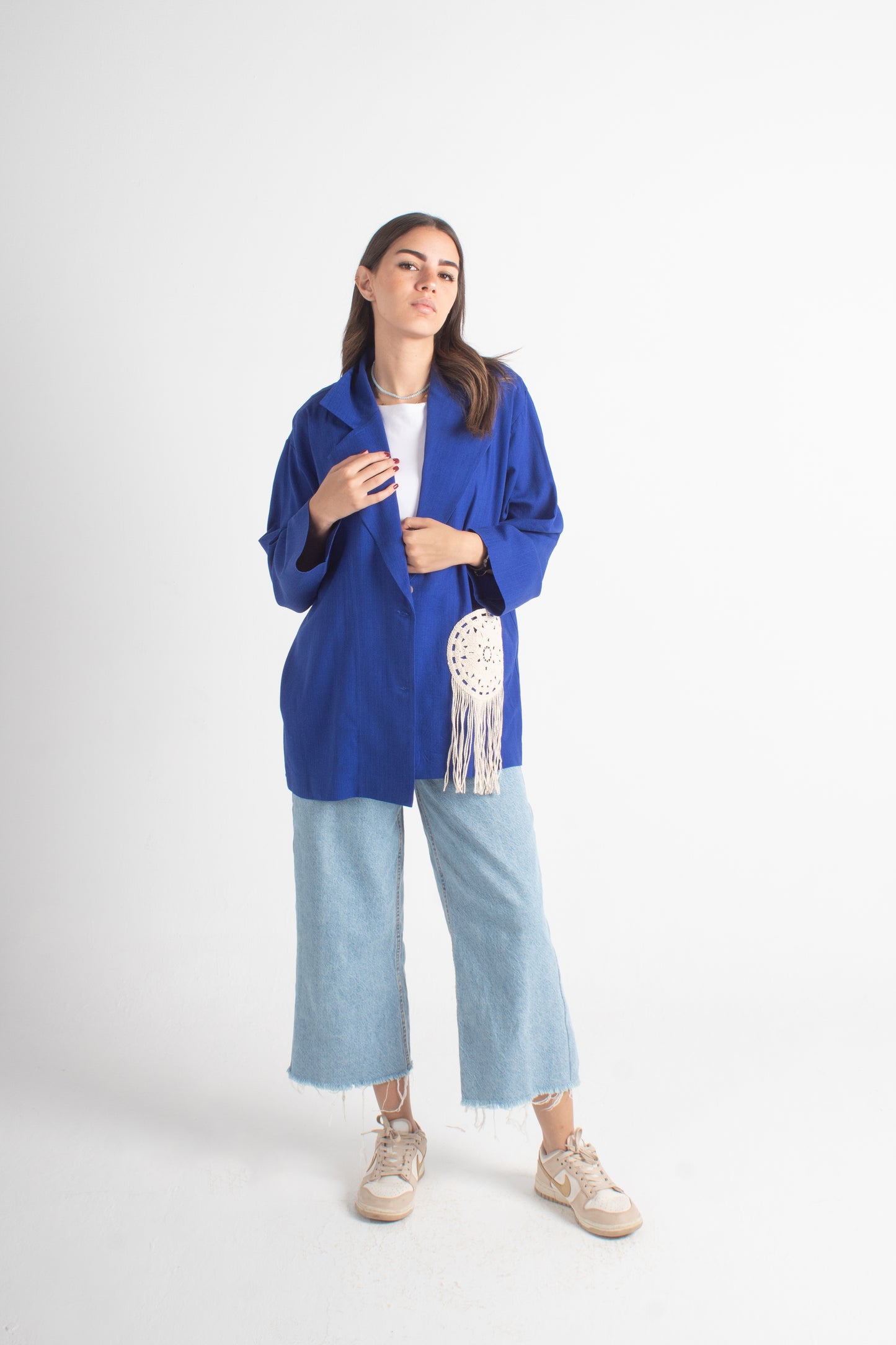 Royal blue pure Linen Free Size Jacket