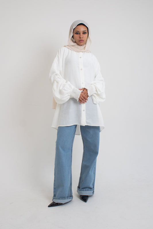 Off white linen free size blouse