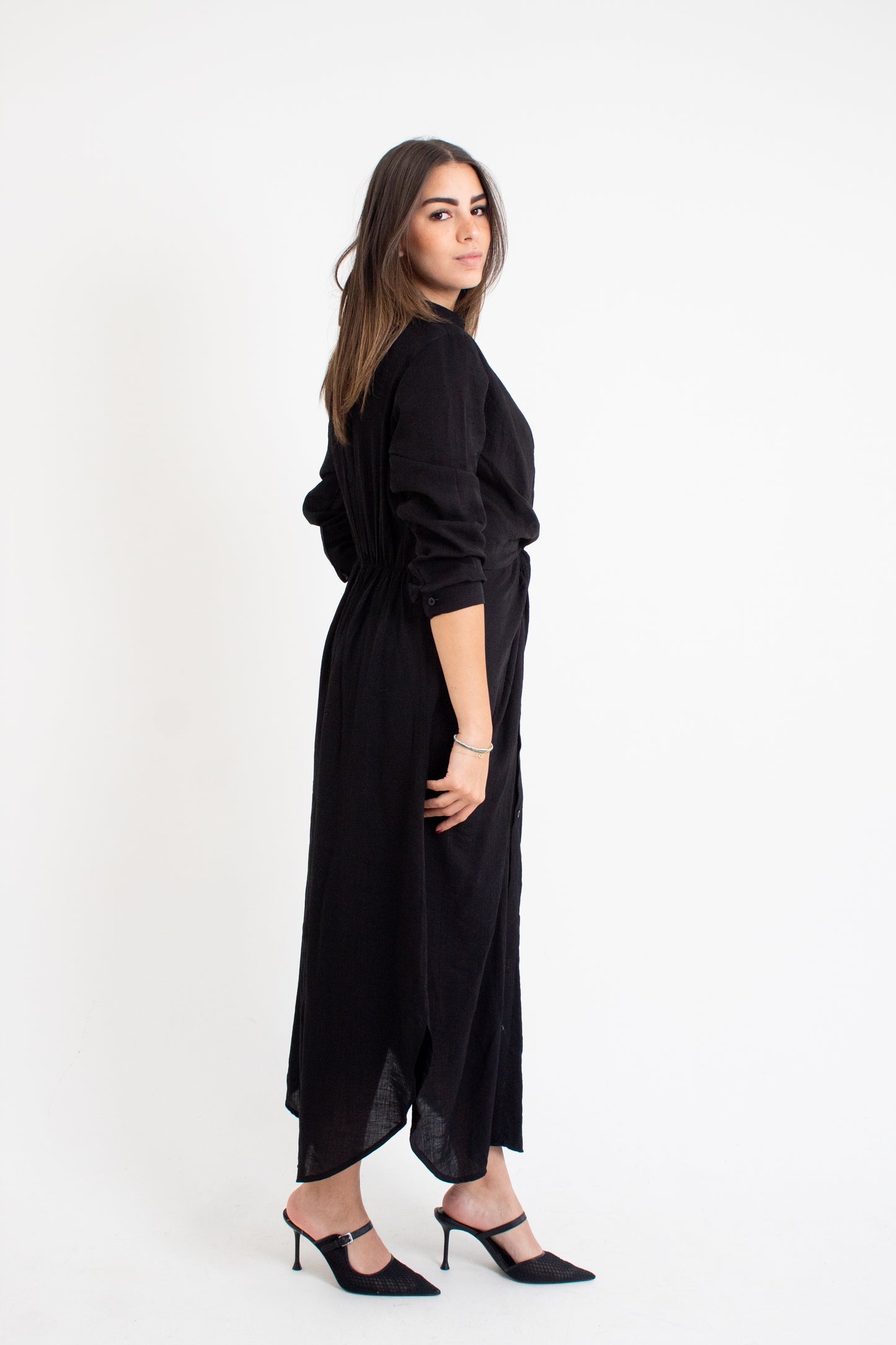 Black glass (Linen Mixed with Silk)dress