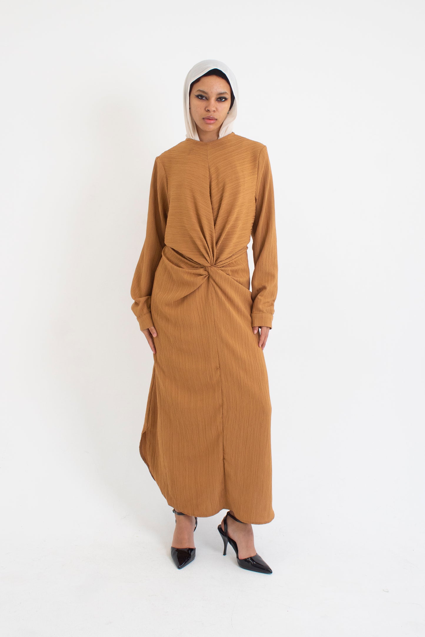 Light brown linen koresha dress