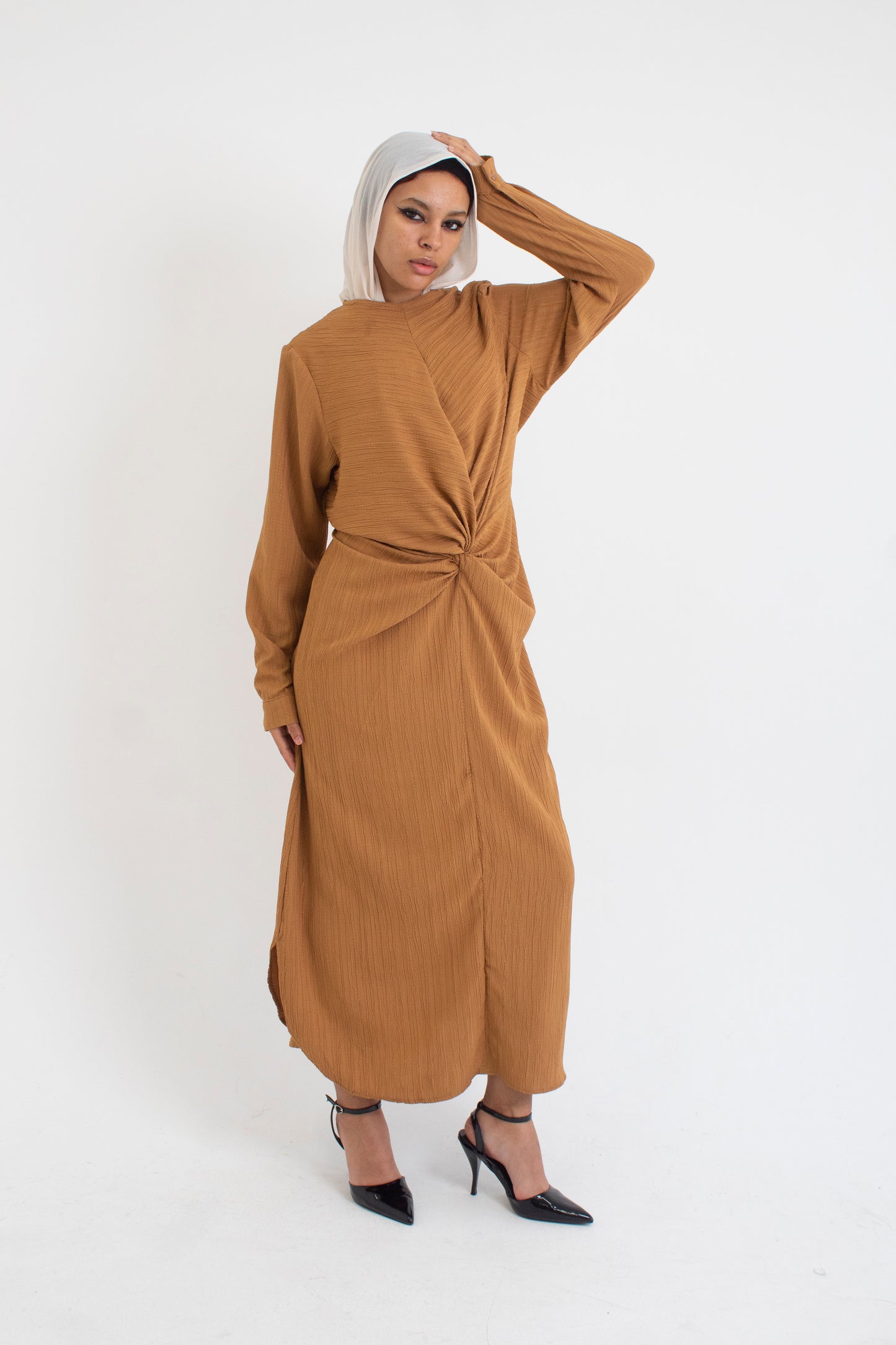 Light brown linen koresha dress