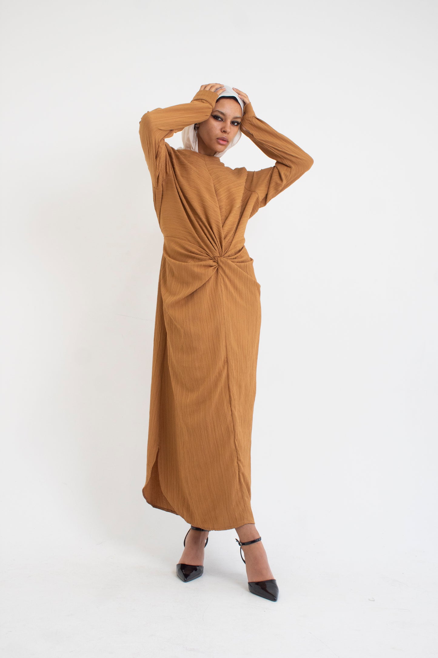 Light brown linen koresha dress