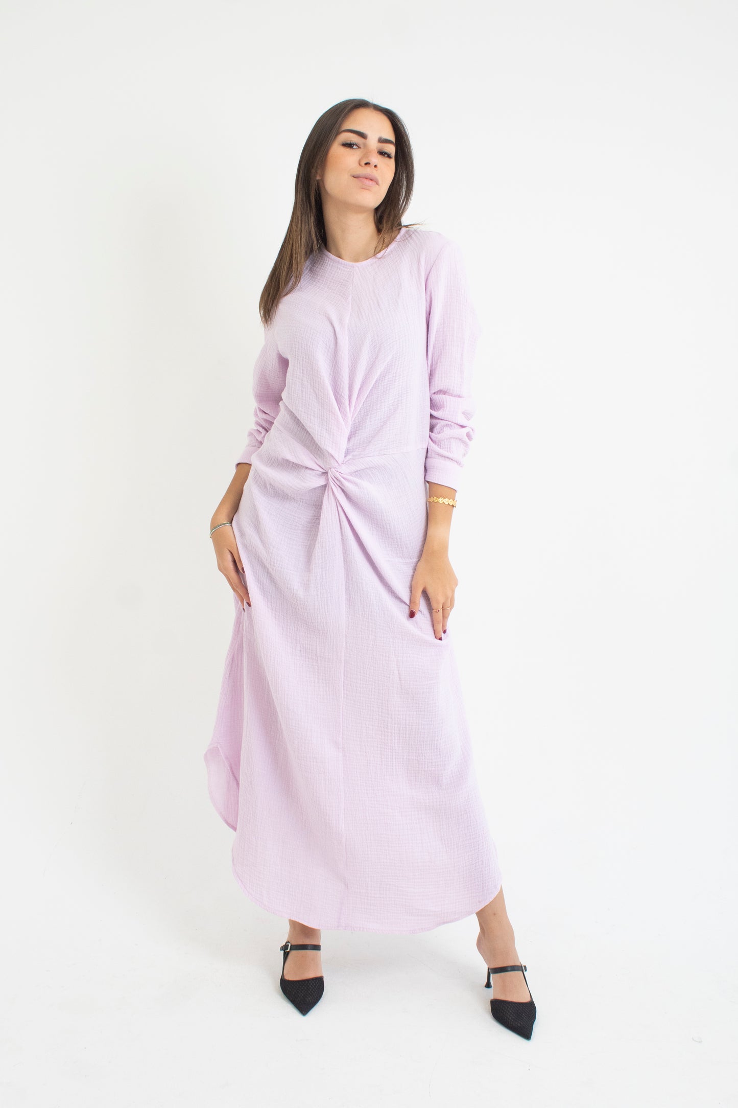 Lilac bubble cotton dress