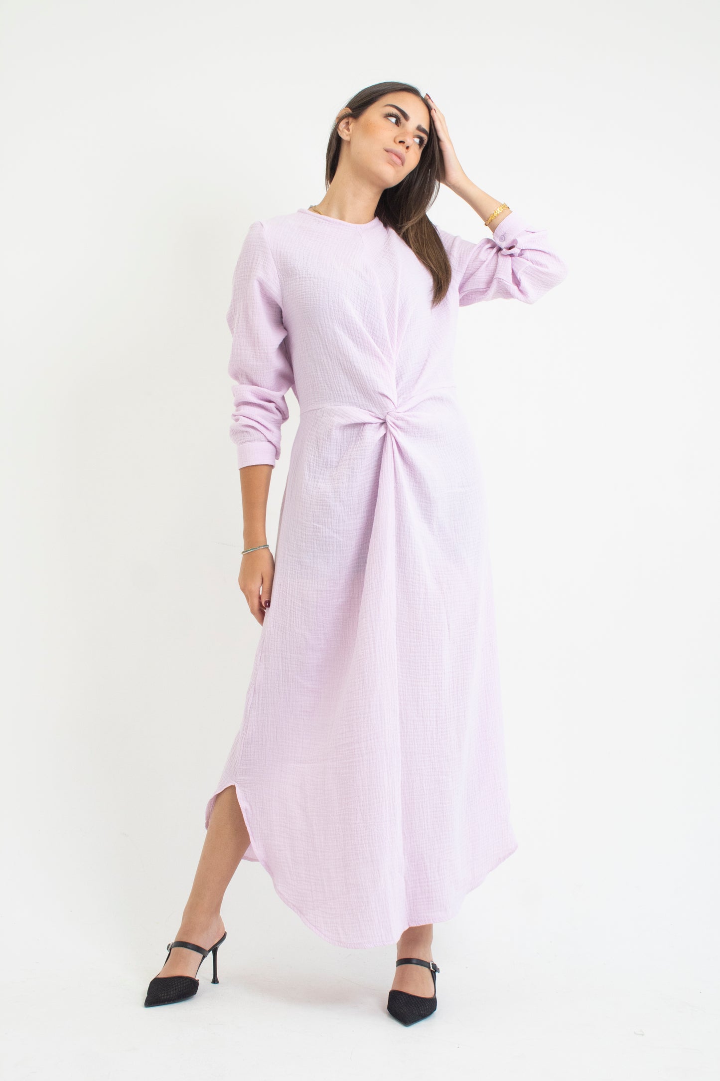 Lilac bubble cotton dress