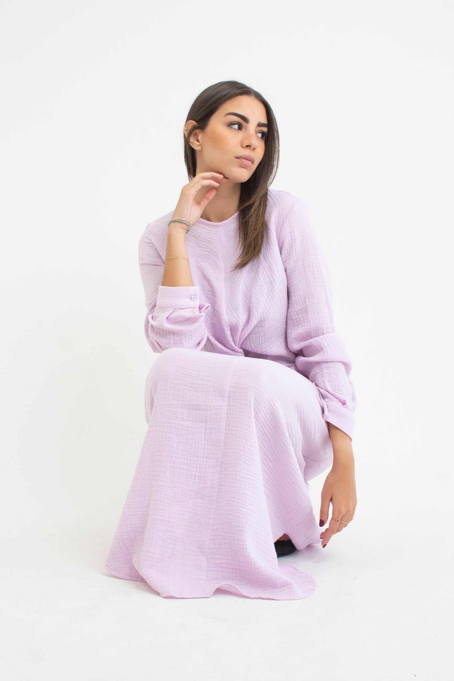 Lilac bubble cotton dress