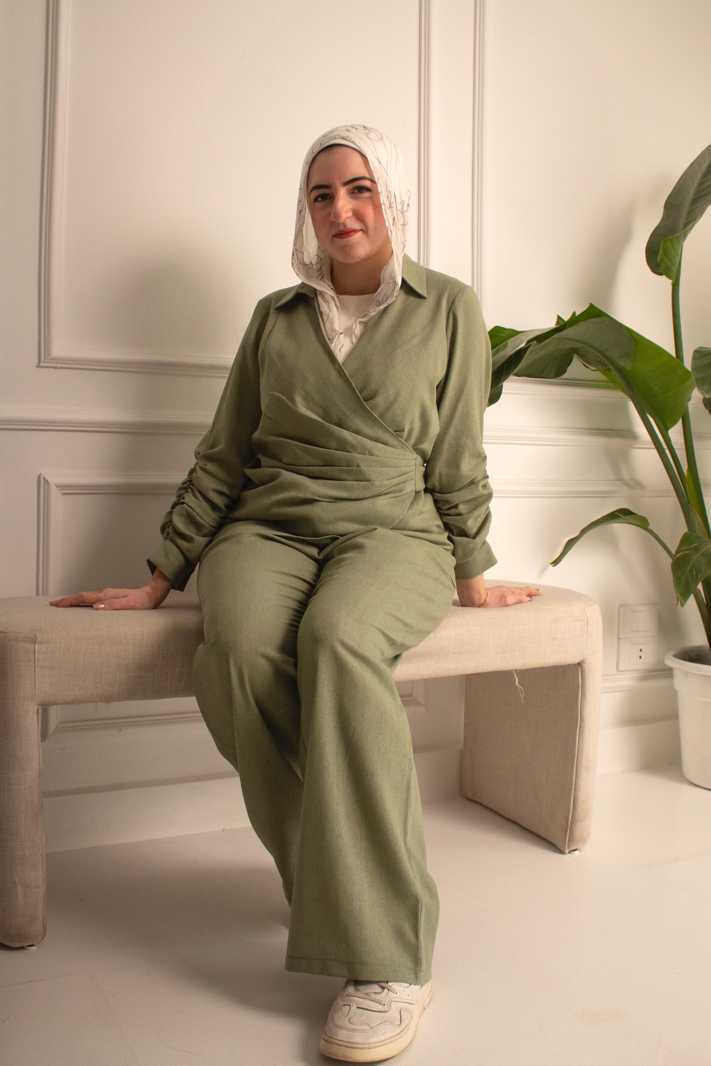 Olive linen set