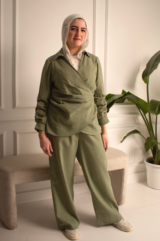 Olive linen set