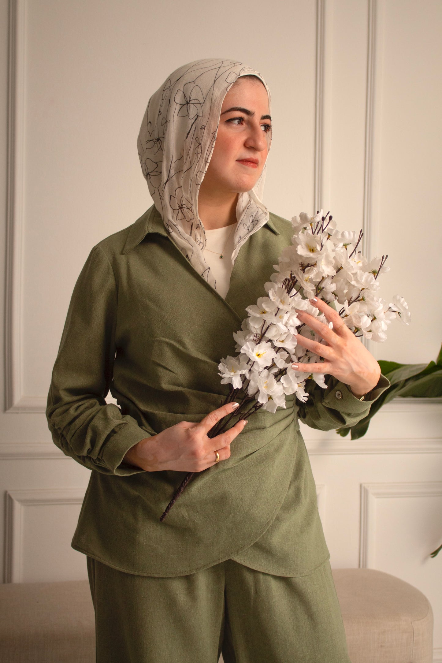 Olive linen set