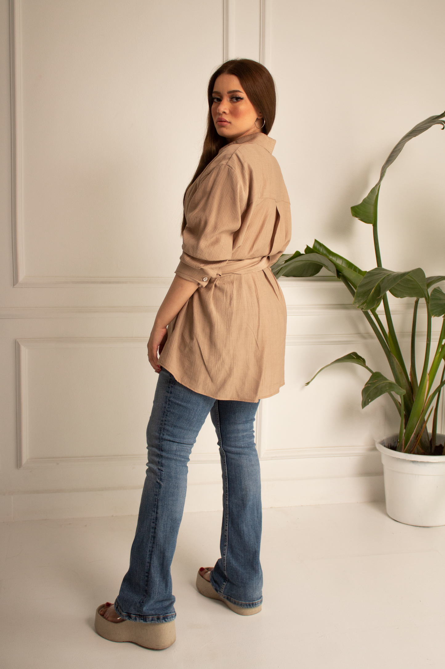 Fluffy beige blouse