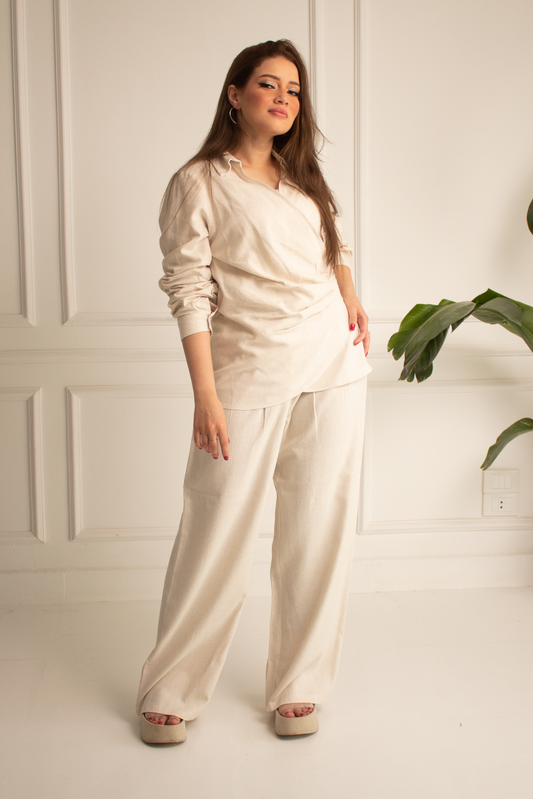 Cream linen set