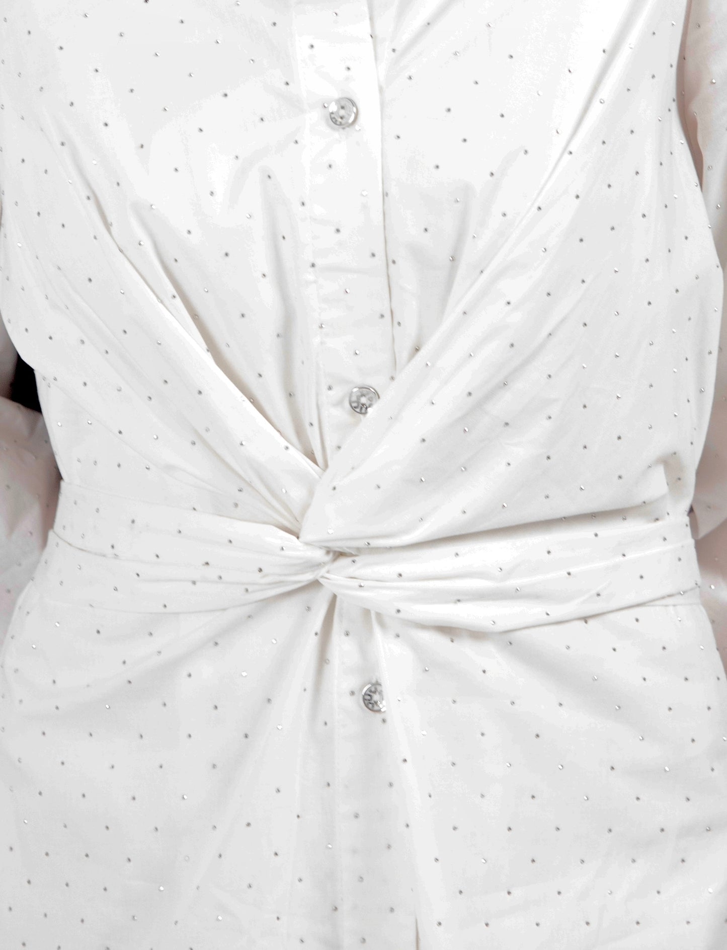 (Lily dress)White studded poplin dress