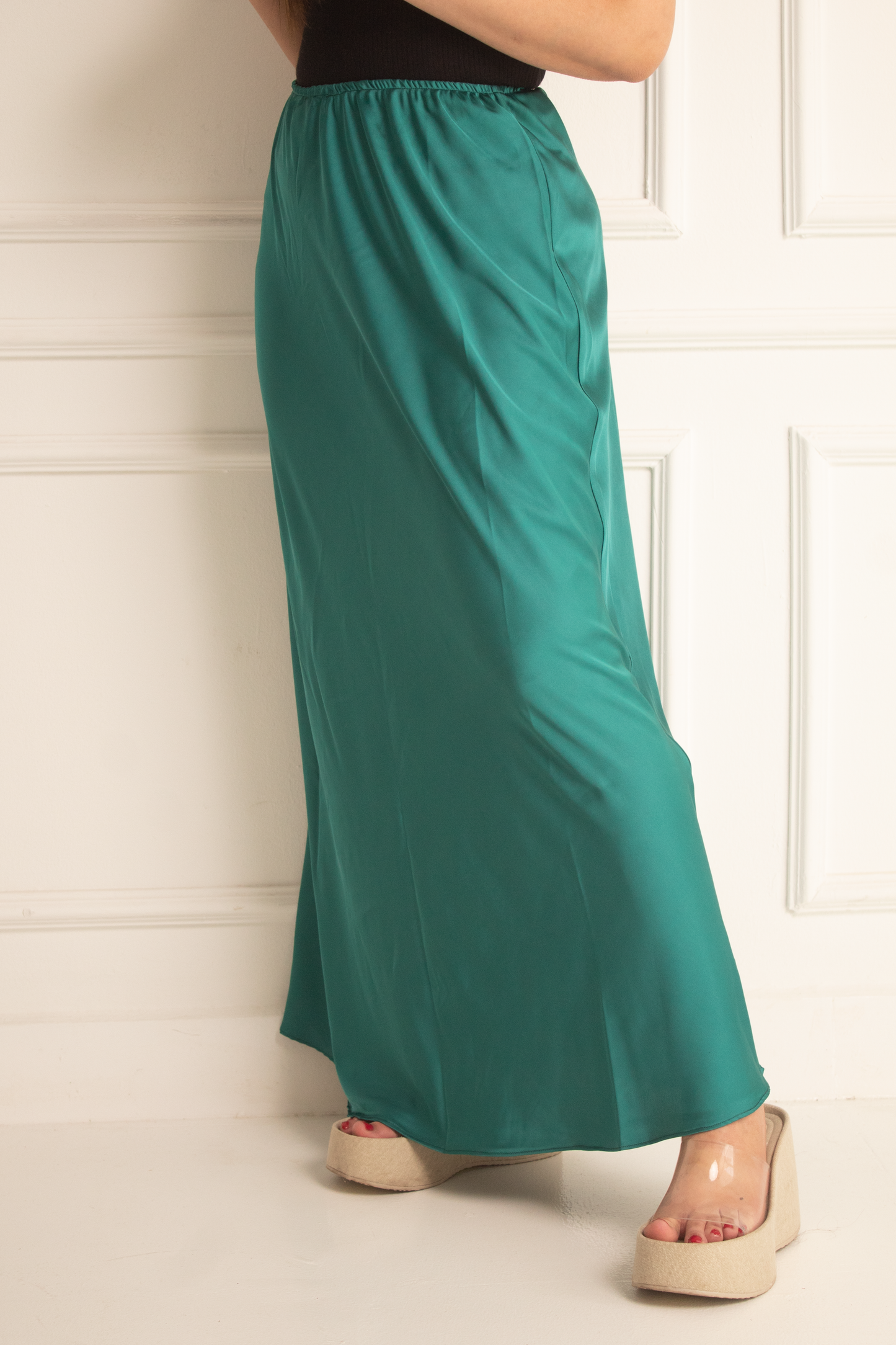 Light teal satin skirt