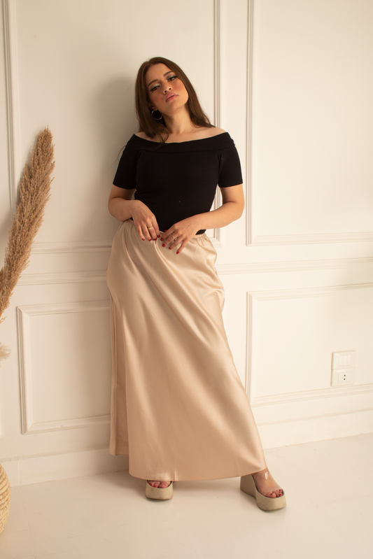 Golden satin skirt