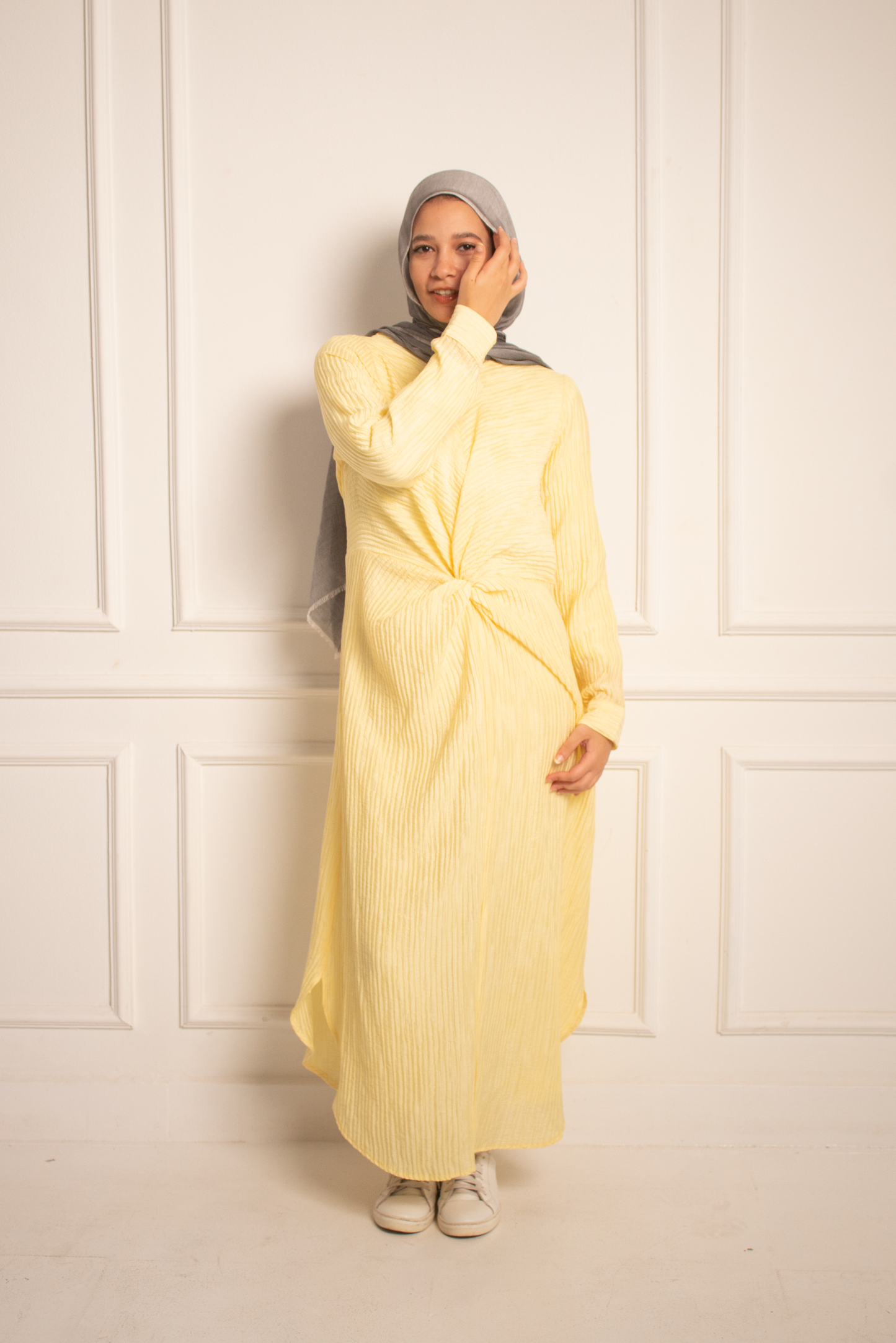 Yellow Broqar Dress