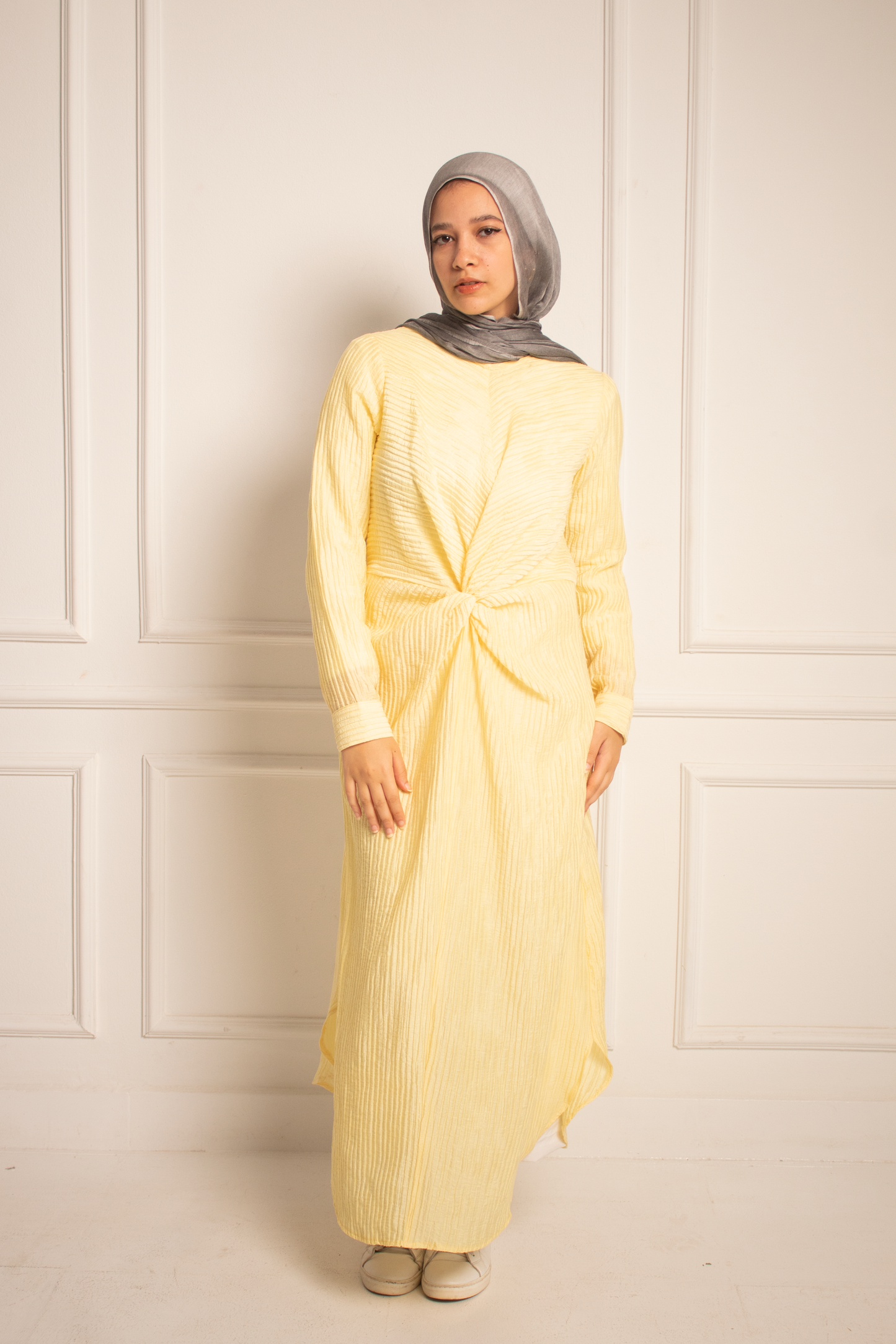 Yellow Broqar Dress