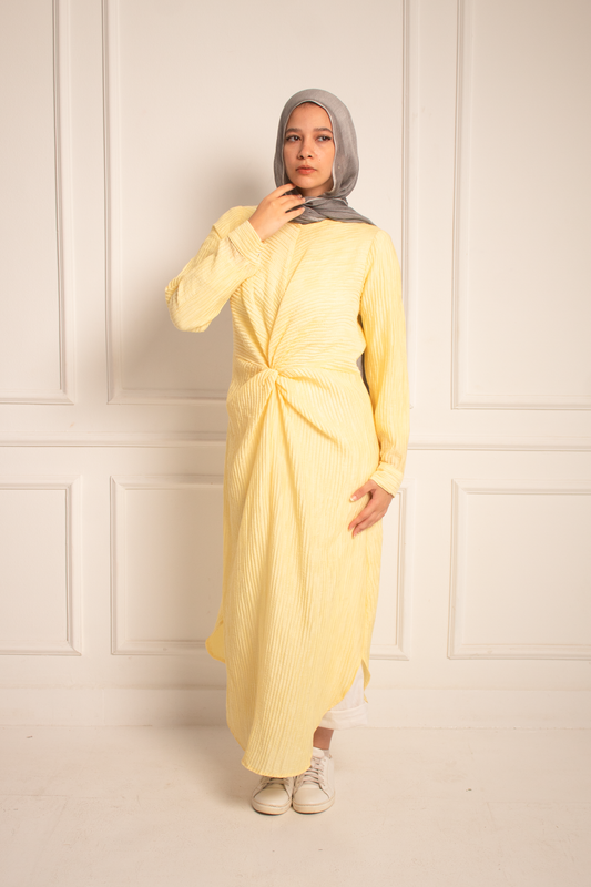 Yellow Broqar Dress