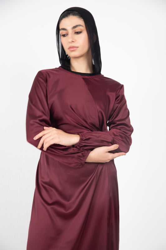 Burgundy satin dress