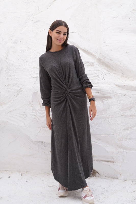 knit french gray dress