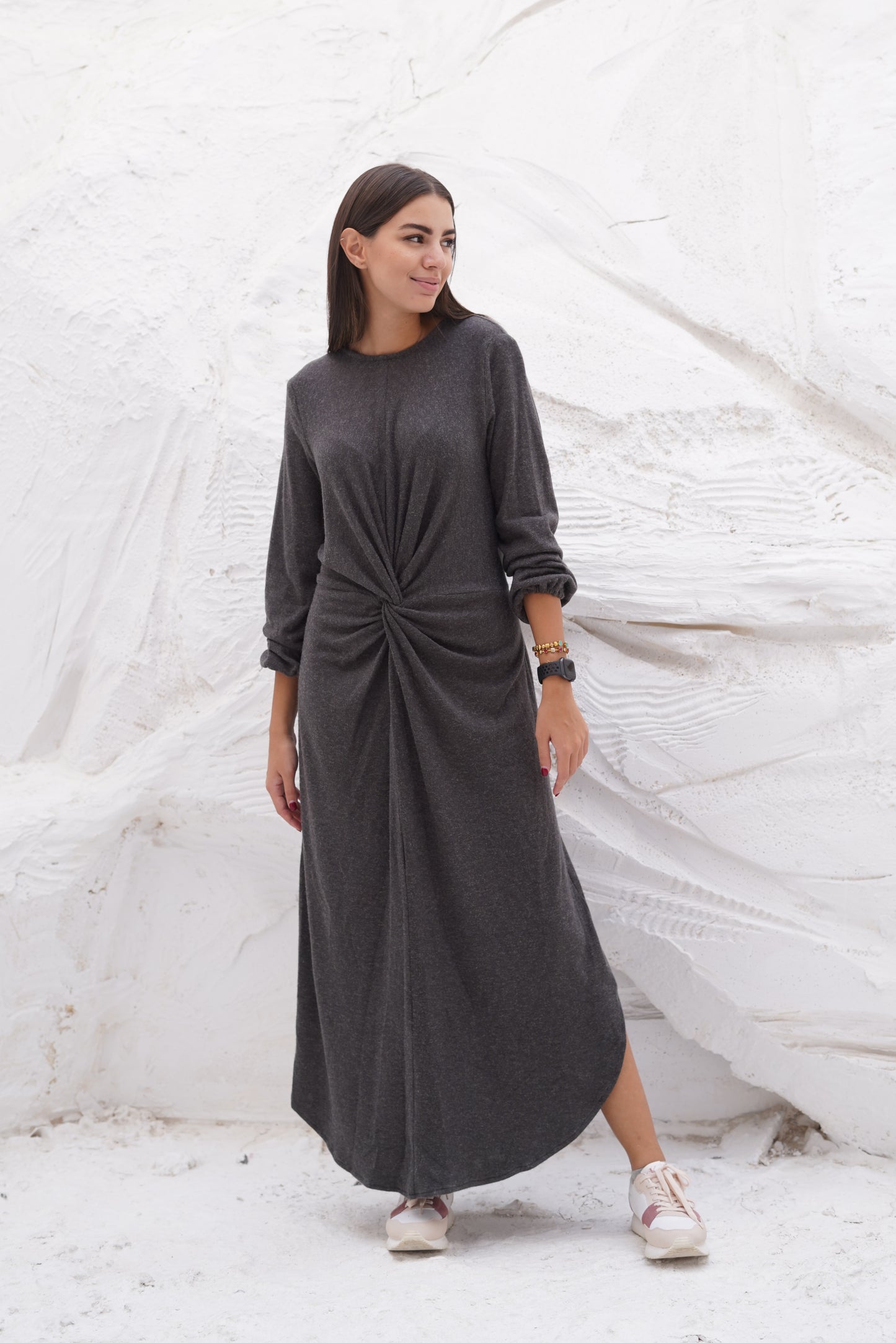 knit french gray dress