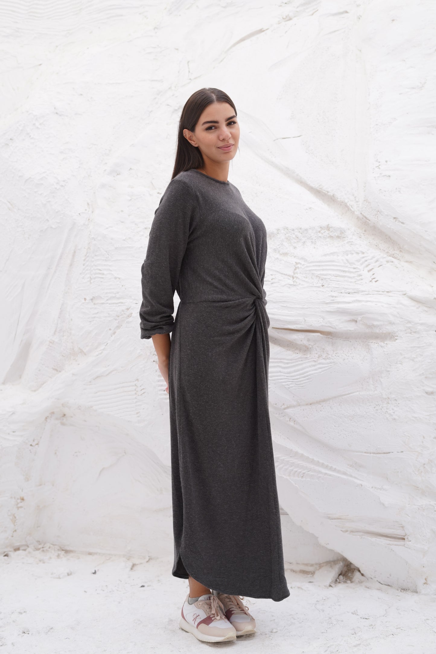 knit french gray dress