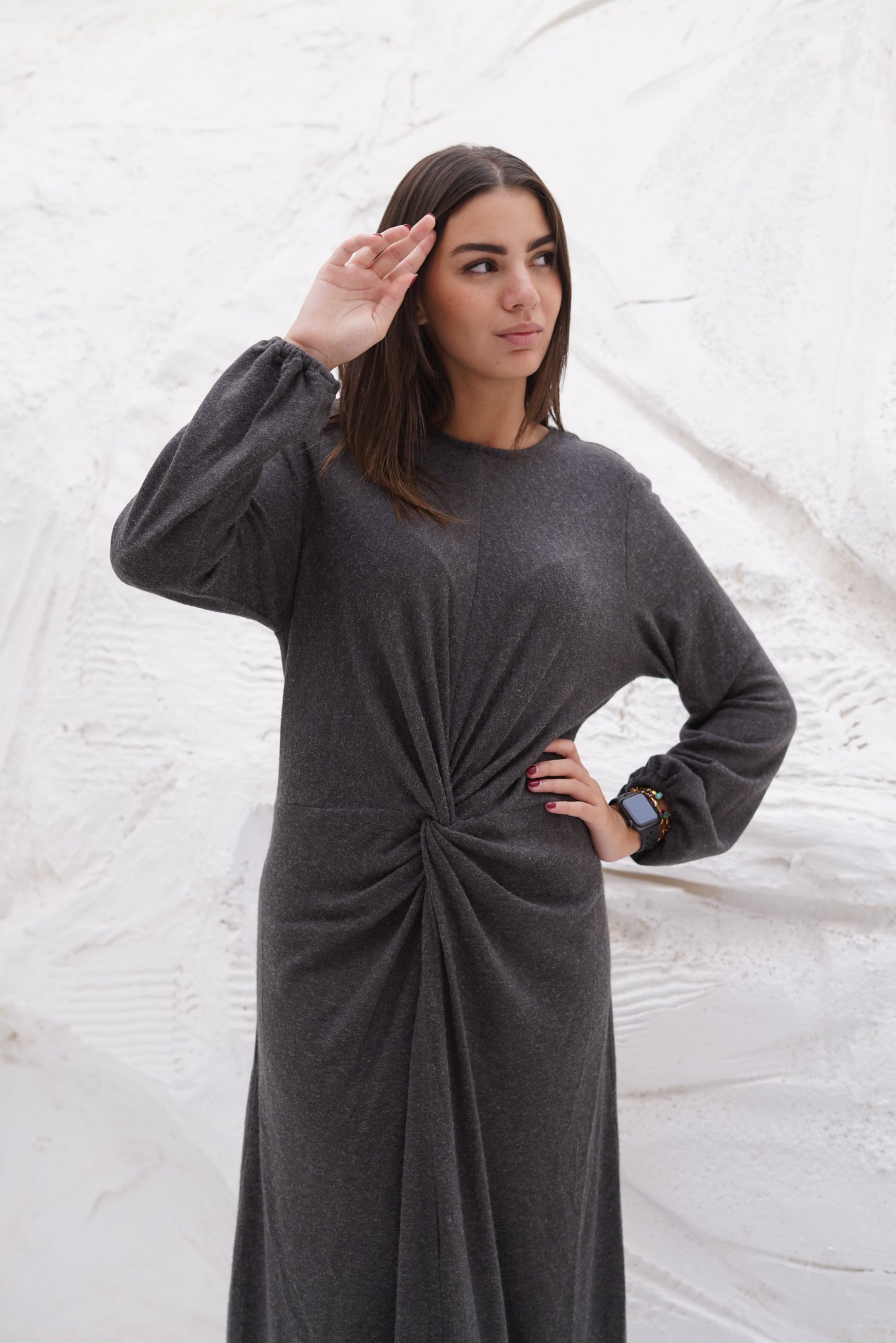 knit french gray dress