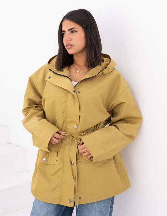 Waterproof jacket in mustard