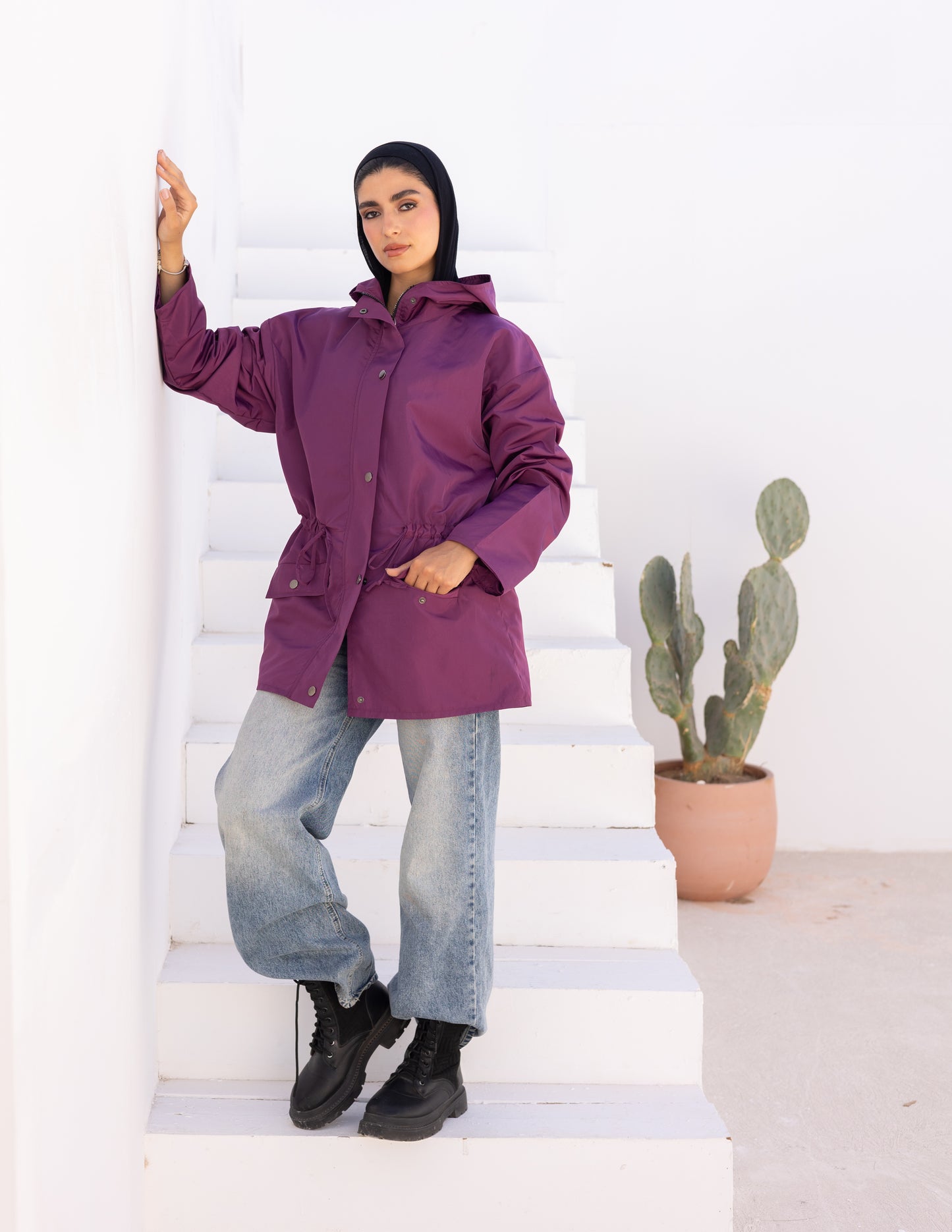 Waterproof jacket in purple