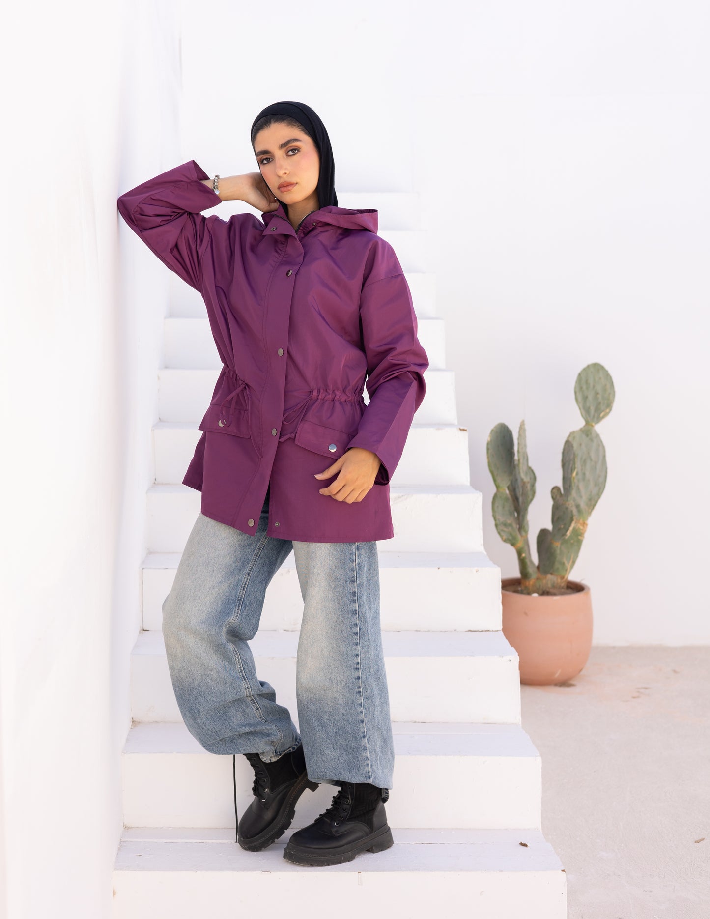 Waterproof jacket in purple