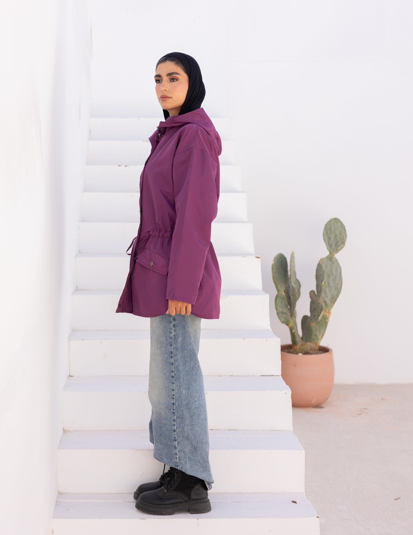 Waterproof jacket in purple